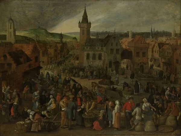 Market Day in a Flemish Town, Sebastiaan Vrancx, 1600 - 1647