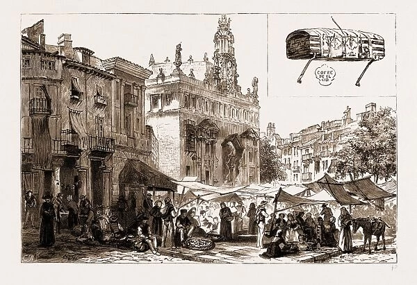 Market Place and Church of San Juanes, Valencia, Spain, 1881