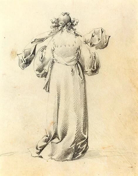 Pieter Jansz Quast, Dutch (1606-1647), Lady Seen from Behind, graphite on vellum