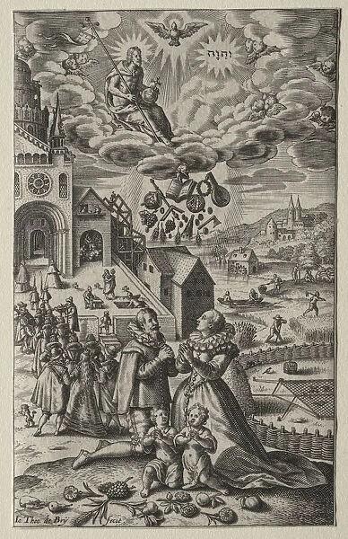 Prayer Theodor de Bry Flemish 1528-1598 Engraving