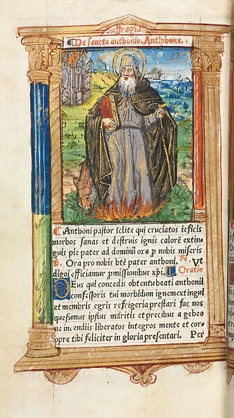 Printed Book Hours Rome fol 104v St. Anthony Abbot