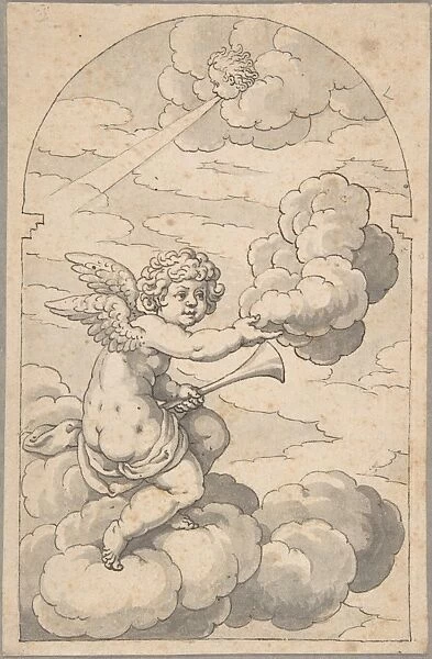 Putto Holding Cloud Horn late 16th-mid 17th century