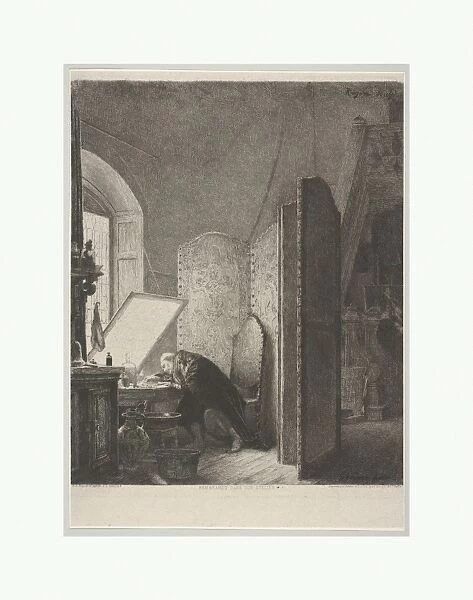 Rembrandt Studio 1869 Etching chine colle Sheet