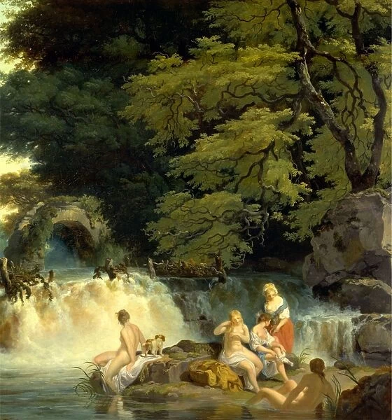 The Salmon Leap, Leixlip The Salmon Leap at Leixlip with Nymphs Bathing Girls Bathing