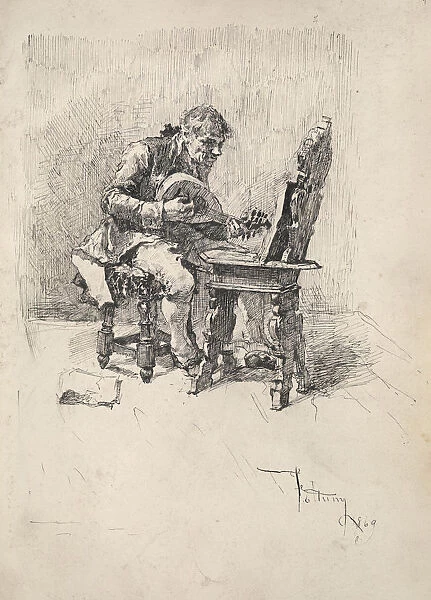 Seated musician Album drawings Fortuny Mariano