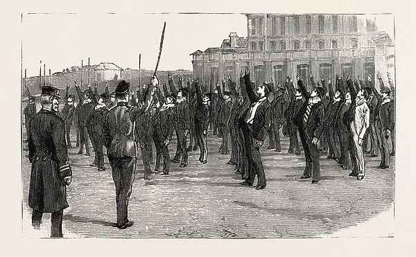STOKERS FOR THE BRITISH NAVY, AT PHYSICAL DRILL, engraving 1890, UK, U. K. Britain