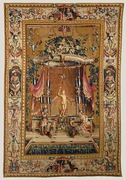 Tapestry: L Offrand a Bacchus from Les Grotesques Series