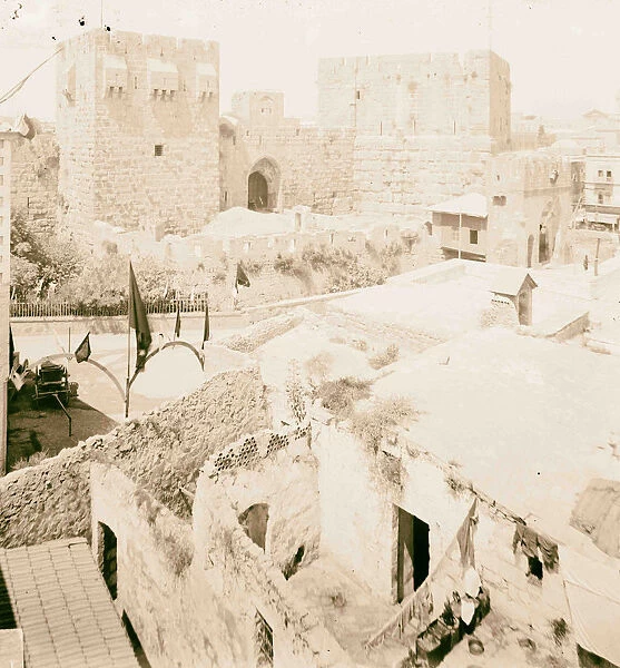 Towers David Hippicus black flags 1898 Jerusalem