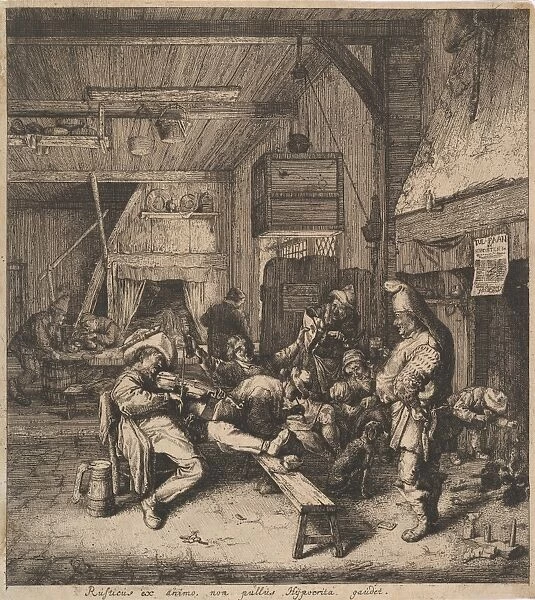 Violin Player Seated Inn 1685 Etching roulette