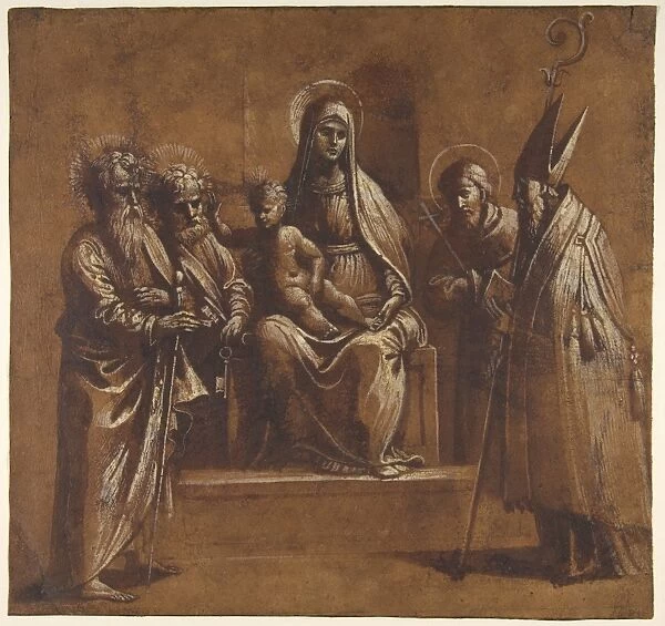 Virgin Child Saints 1498-1544 Pen brown ink