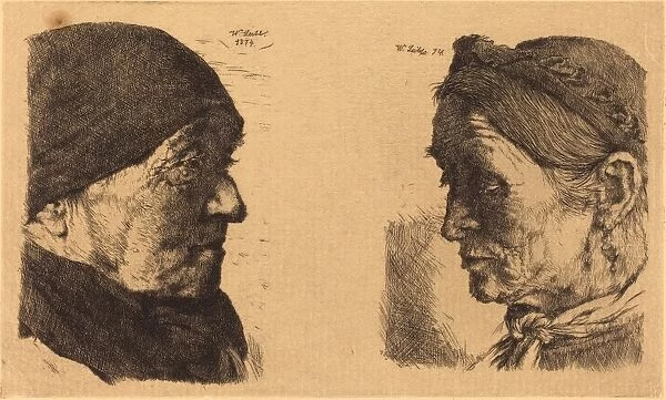 Wilhelm Leibl (German, 1844 - 1900), Old Man and Old Woman, 1874-1880, electrotype