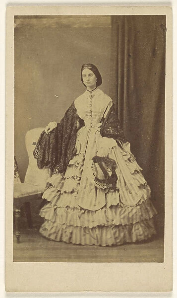 Woman long white dress shawl standing Alexander Anderson