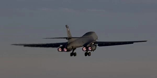 A B-1B Lancer takes off from Dyess Air Force Base, Texas