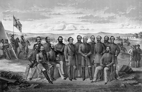 Civil War print featuring sixteen of The Confederate Armys top Generals
