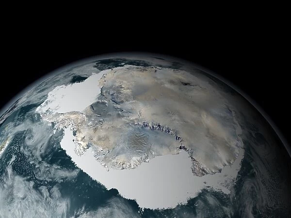 The frozen continent of Antarctica and its surrounding sea ice