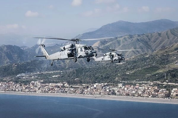 MH-60S Sea Hawk helicopters off the coast of Naples, Italy