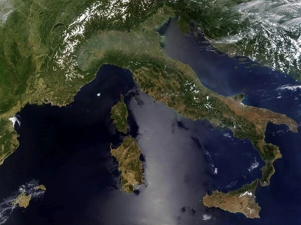 Satellite view of Italy and Southeast France