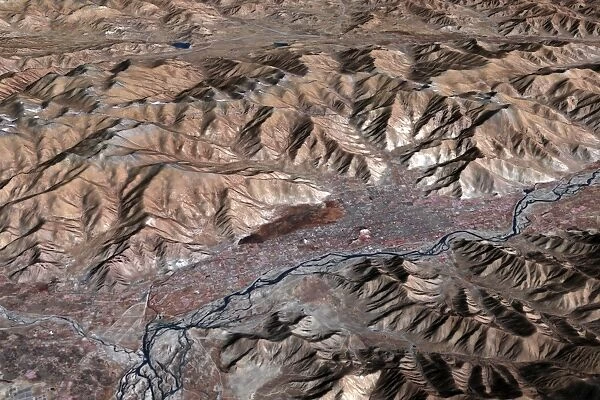 Three-dimensional view of the landscape of Lhasa, Tibet