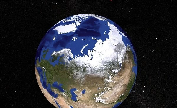 View of Earth showing the Arctic region