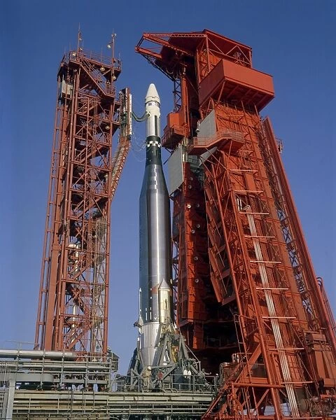 View of Launch Pad 14 during prelaunch operations for the Atlas / Agena