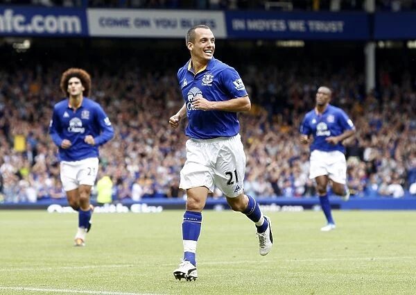 Leon Osman Scores First Goal: Everton's Thrilling Moment vs. Aston Villa (Barclays Premier League, Goodison Park, 10 September 2011)