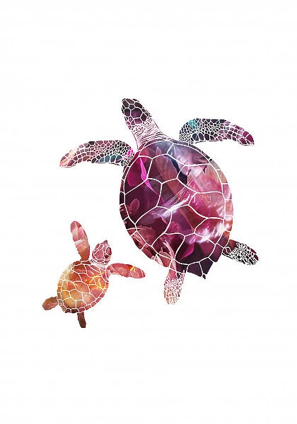 Abstract pink turtles