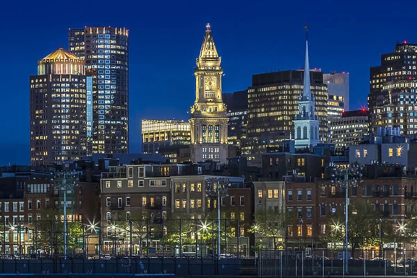 BOSTON Evening Skyline of North End & Financial District