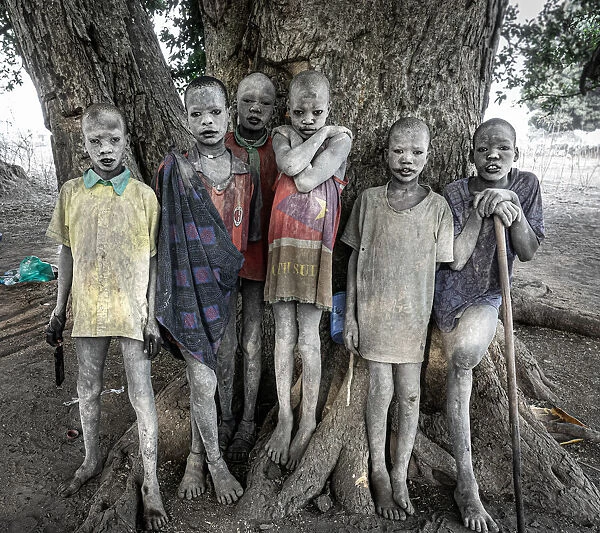 Mundari children, the nomadic herders of the White Nile
