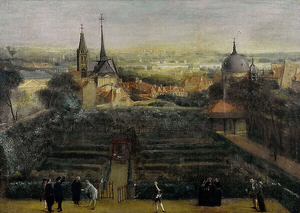 Abbey of Saint-Victor, seen from the College des Ecossais, around 1760, current place Jussieu... Creator: Unknown
