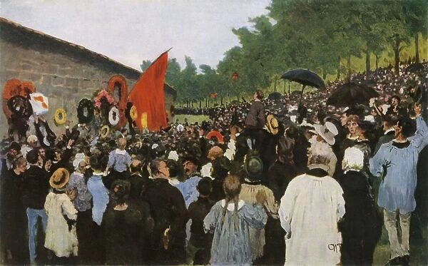 Annual Celebration by the Wall of the Communards at the... Cemetery in Paris, 1883, (1965)