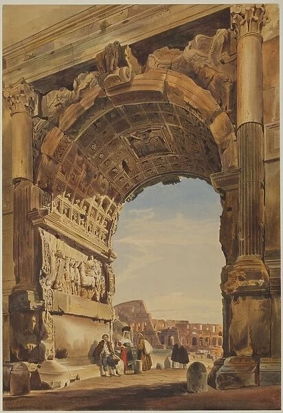 The Arch of Titus and the Coliseum, Rome, 1846. Creator: Thomas Hartley Cromek (British