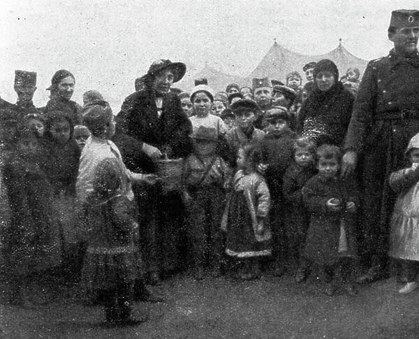 Aux Camps Serbes (Soldats et refugies civils) de Salonique; Une Belge, elle aussi sans... 1916. Creator: Hubert Jacques