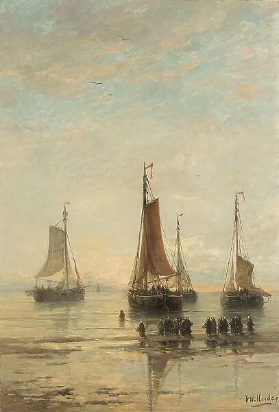 Bluff-Bowed Scheveningen Boats at Anchor, 1860-1889. Creator: Hendrik Willem Mesdag