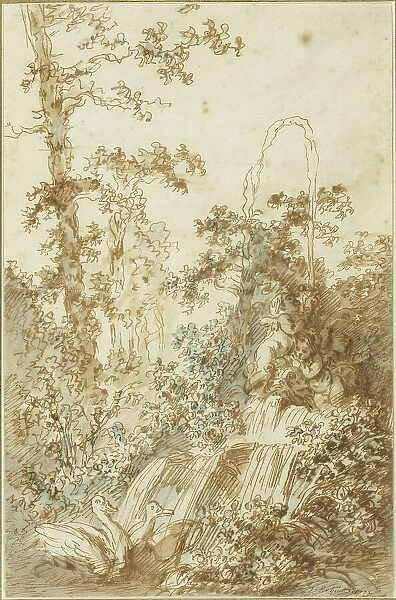 Capriccio with Fountain and Frolicking Swans, 1772. Creator: Jean Baptiste Marie Huet