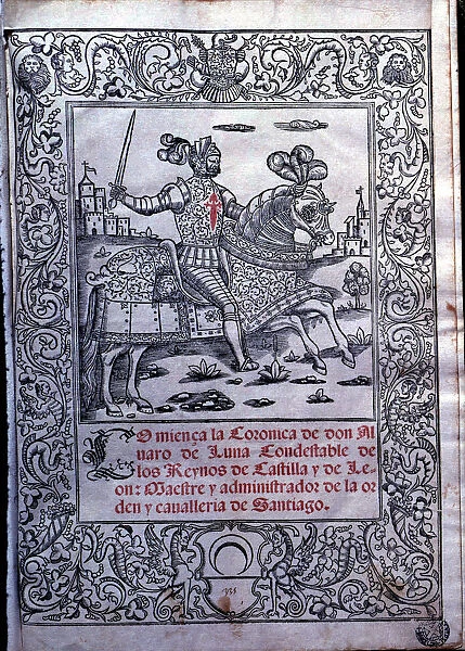 Chronicle of Don Alvaro de Luna, cover of the printed edition in Milan in 1546