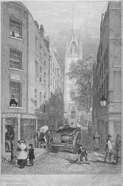 Church of St Dunstan-in-the-East from the Custom House, City of London, 1828. Artist
