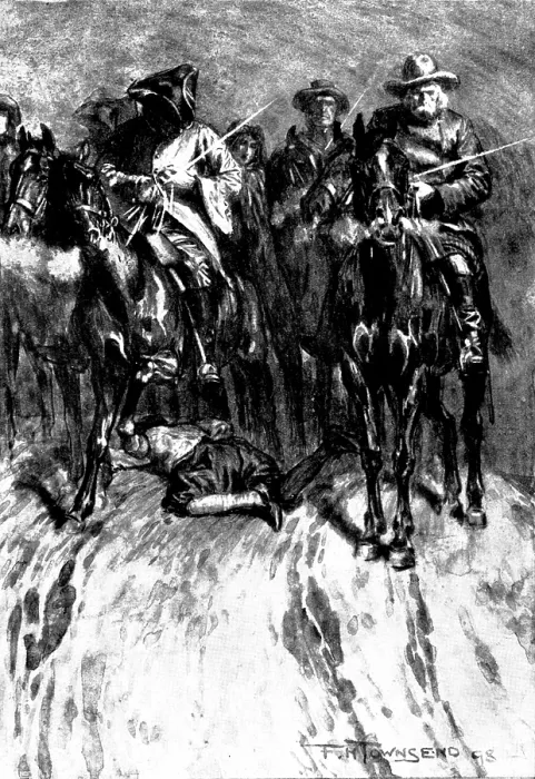 Framed Print : Print of a man sprawled among horses' feet on a hill Framed Print : Print of a man sprawled among horses' feet on a hill