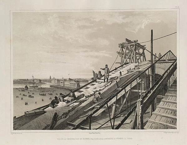The Cornice Construction (From: The Construction of the Saint Isaacs Cathedral), 1845. Artist: Montferrand, Auguste, de (1786-1858)