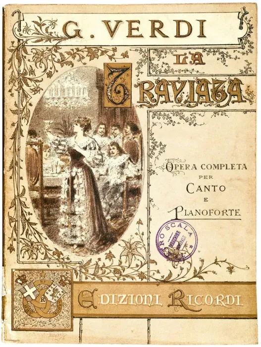 Framed Print of La Traviata Opera Vocal Score Print, 1853. Framed