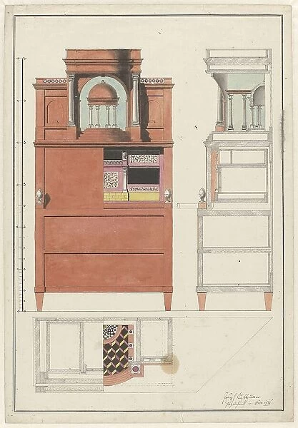 Design for secretary desk, 1816. Creator: Unknown