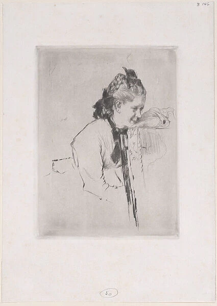 Femme de métier (étude de jeune fille appuyée sur une chaise), 1889?. Creator: Marcellin-Gilbert Desboutin