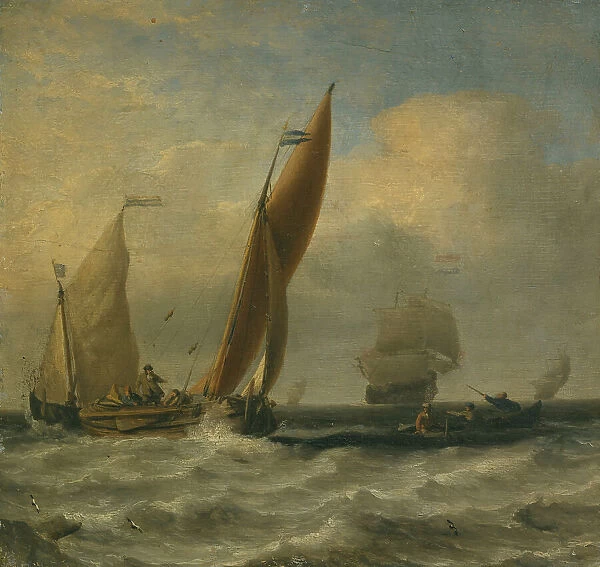 Fishing Boats at Sea, mid-17th-early 18th century. Creator: Willem van de Velde the Younger
