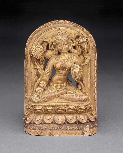 Goddess White Tara with Kneeling Donor at Base, c. 12th century. Creator: Unknown