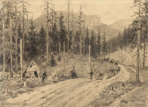 The Great Siberian Road through the Ural Mountains, 1904. Creator: Boris Vasilievich Smirnov