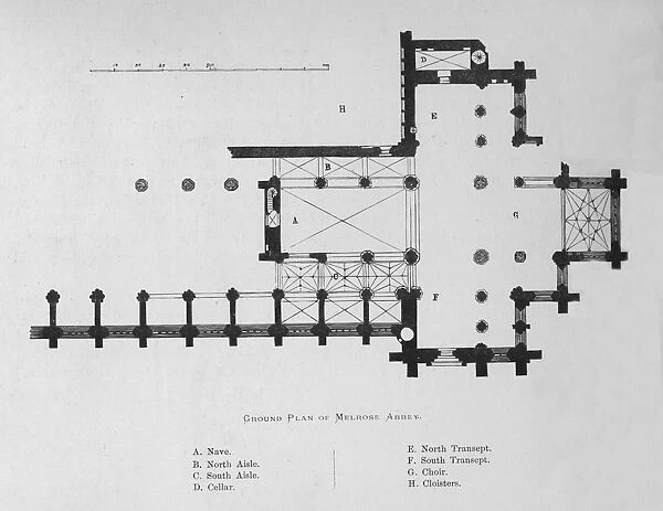 Ground Plan of Melrose Abbey, 1897