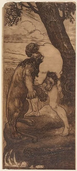 Hercules and the Nemean Lion, c. 1898. Creator: Henri-Arthur Lefort des Ylouses (French