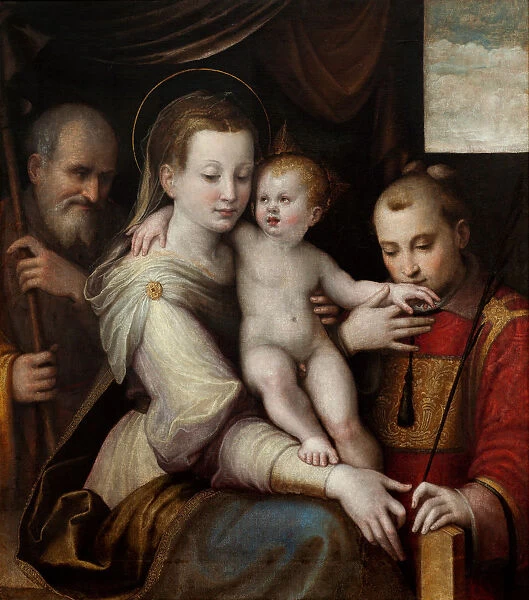 The Holy Family with Saint Stephen, c. 1560. Creator: Longhi, Luca (1507-1580)
