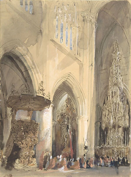 Interior of the Church of St. Jacques, Louvain, 1807-54. Creator: Jenaro Perez Villaamil