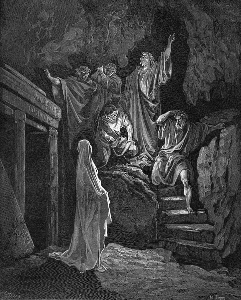 Jesus raising Lazarus from his tomb, 1865-1866. Artist: Gustave Dore