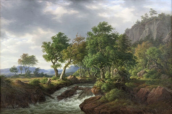 Klippelandskab. Djupadal i Bleking, 1855. Creator: Frederik Christian Kiaerskou